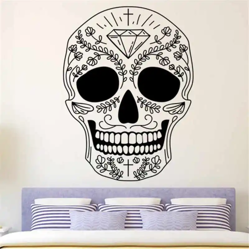 

Halloween Skeleton pattern Wall Stickers Art Removable Background Decorated Home Vinyl Window Wall Stickers Decal Decor Safe for