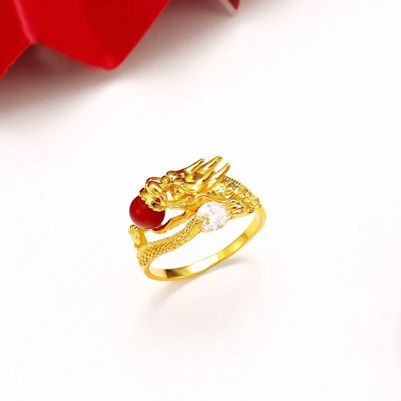 MxGxFam вечерние Dragon кольца для мужчин и женщин 24 k чистый золотой цвет личные
