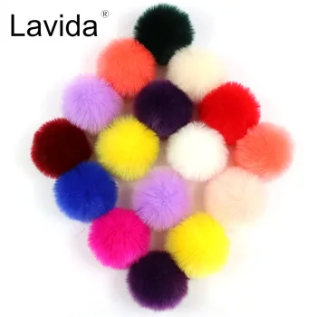 

Lavida 4pcs 6 8cm Rabbit Fur Ball with Loops For Jewelry Making/DIY Hand Made Shoes Keychain Accessories/Jewelry Findings