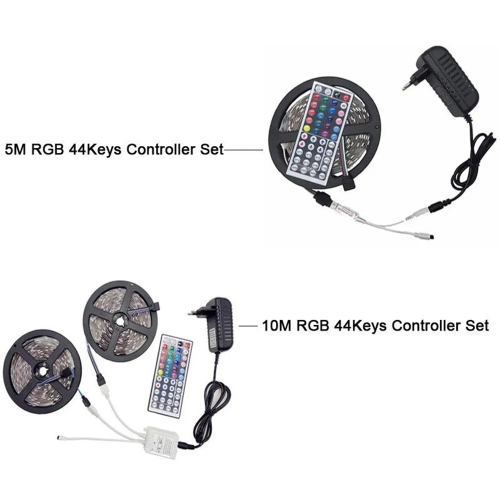 RGB Светодиодная лента 5050 SMD 1 м 2 5 10 3528 водонепроницаесветодиодный с адаптером 12 В и