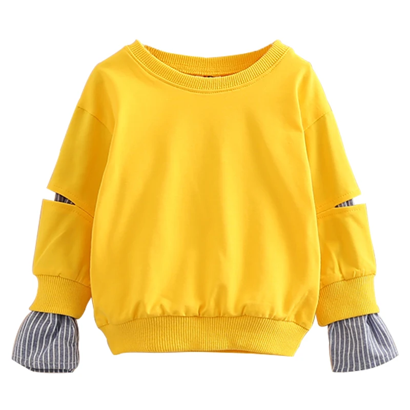 

2018 Spring Autumn 2-10 11 12 Years Old Teenager Children Patchwork Fake 2 Pcs Baby Kids Basic Sweatshirt For Girls 11 12 Years