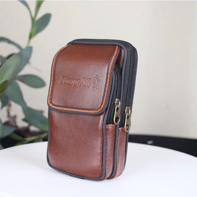 

outdoor small phone coin card PU leather men wallet Vintage letter embossed waist bag casual zipper double 2019 fashion purse