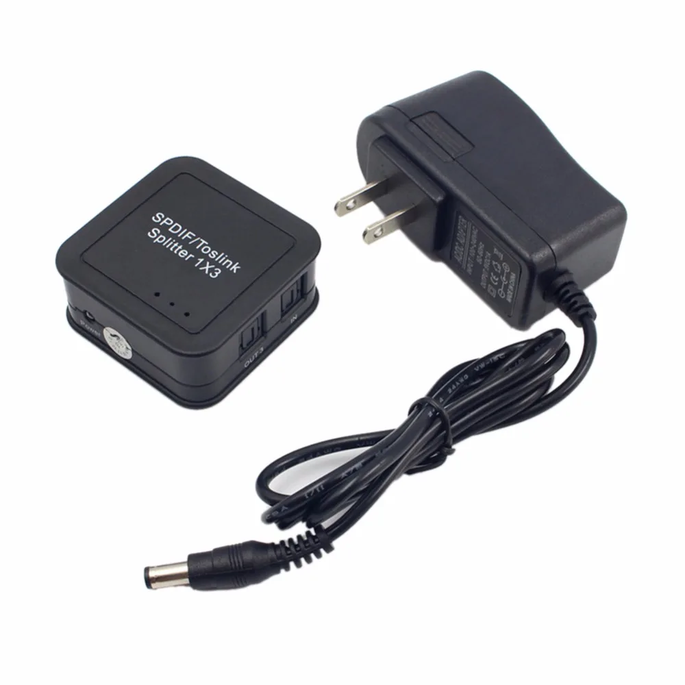 

Mini Spdif/Toslink Splitter 1*3 SPDIF TOSLINK Fiber Divider Digital Optical 1x3 1 Input 3 Output Audio Splitter Adapter US Plug