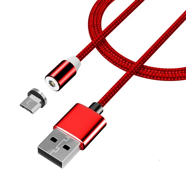 ACCEZZ светодиодный магнитный usb-кабель для освещения Micro USB type C для samsung S9 S8 S7 S6 Универсальный Магнитный зарядный кабель для мобильного телефона - Цвет: Red