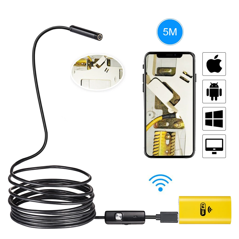 

8mm 2M 5M 10M Wireless Wifi Endoscope Wireless Camera Car-detector Inspection Borescope Snake Tube Waterproof For iphone Android