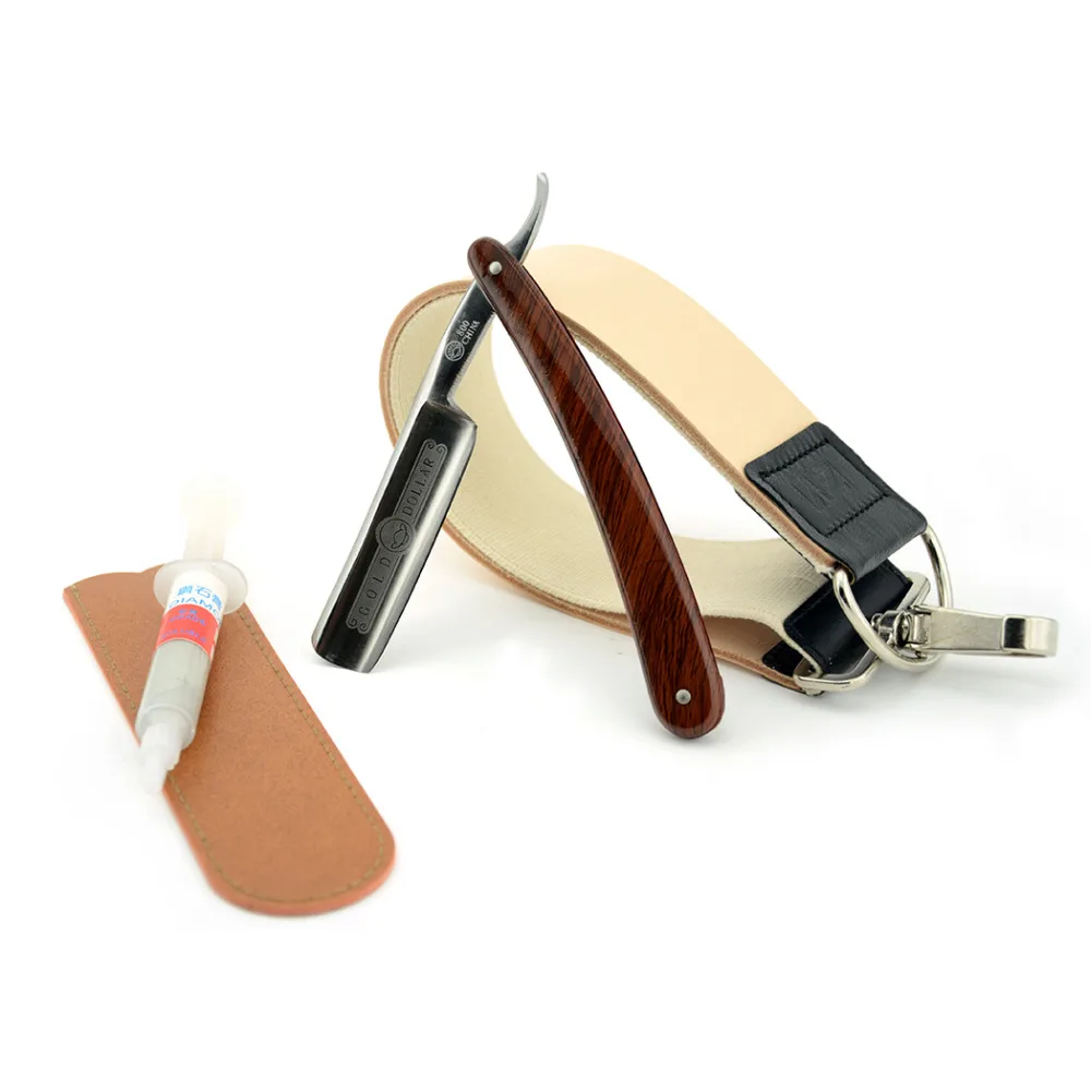 Vintage Men Shave Beard Straight Shaving Razor Cut Throat Knife Gold