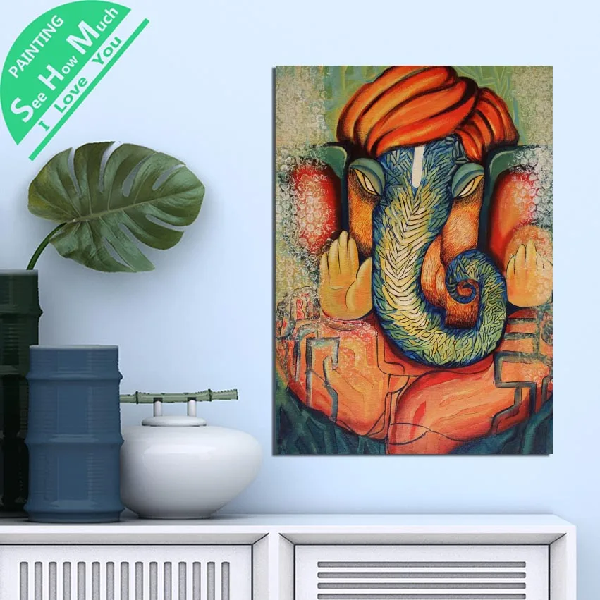 1 Шт. Ганеша Господь Бог Индии HD Печатных Холст Wall Art Плакаты и Принты Постер Живопись