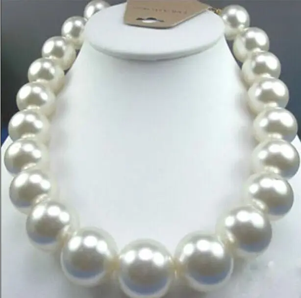 Топ Huge18 "природный южного моря неподдельная белый круглый жемчужное ожерелье NR88888