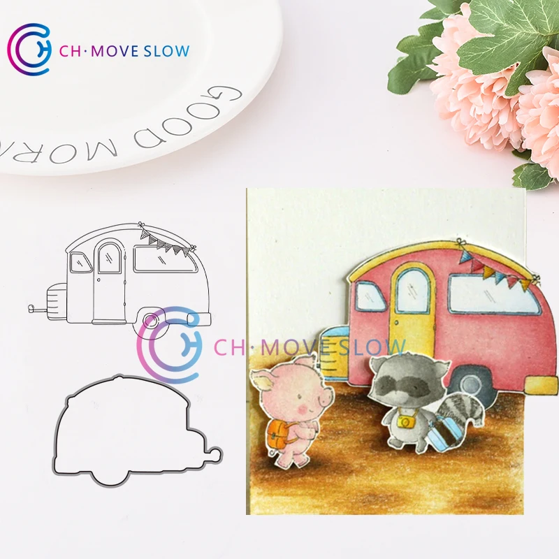 

CH Camper Metal Cutting Dies and stamps DIY Scrapbooking Card Stencil Paper Craft Handmade Album Handbook Home Decor