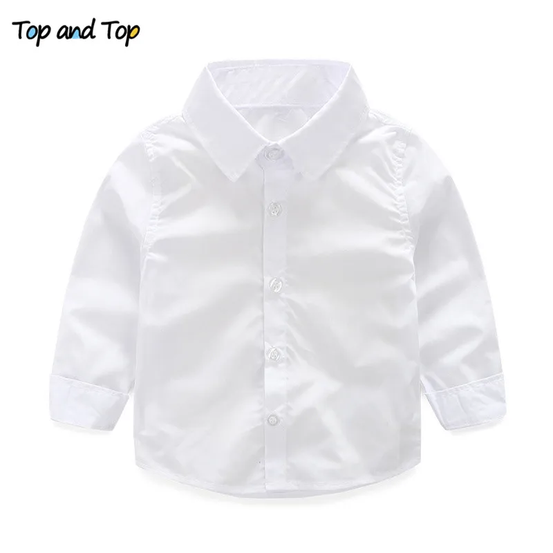 

Top and top Gentleman Long Sleeve Baby Clothes White Boys Shirts Turn-down Collar Baby Boy Shirt Cotton Baby Blouse