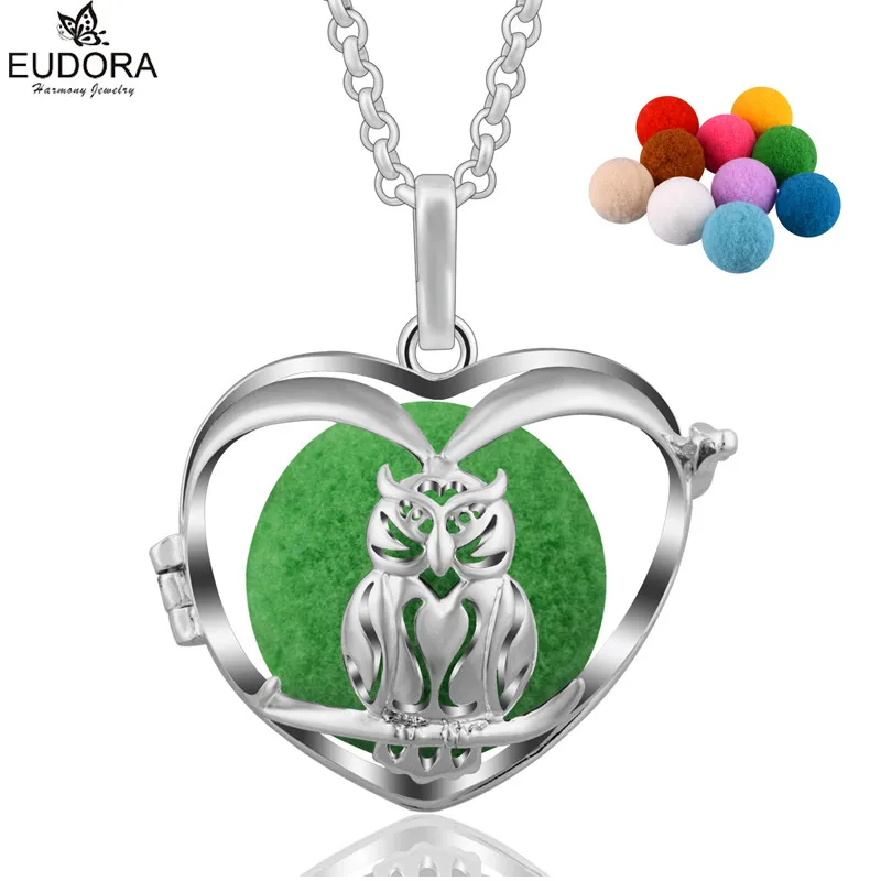 

Eudora Harmony Bola Owl Animal Aromatherapy Diffuser Locket Baby Caller Pendant Necklace DIY Maternity Jewelry With Pompon Ball