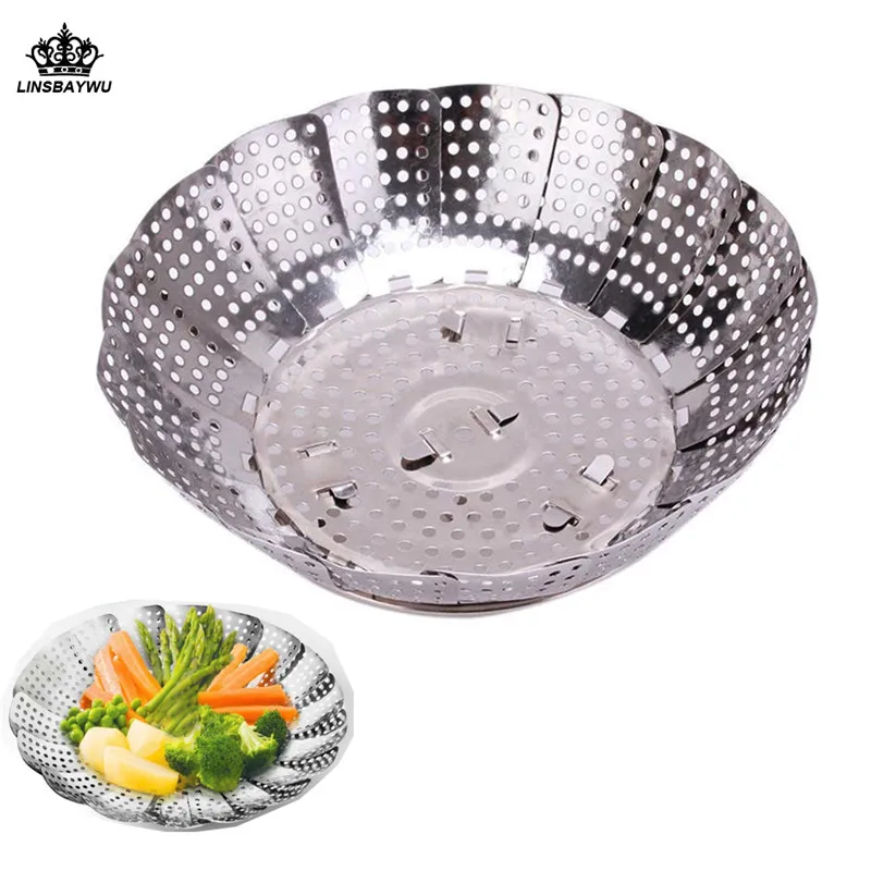 Multiuse Stainless Food Steamer Steaming Rack Drawer Kitchen Folding