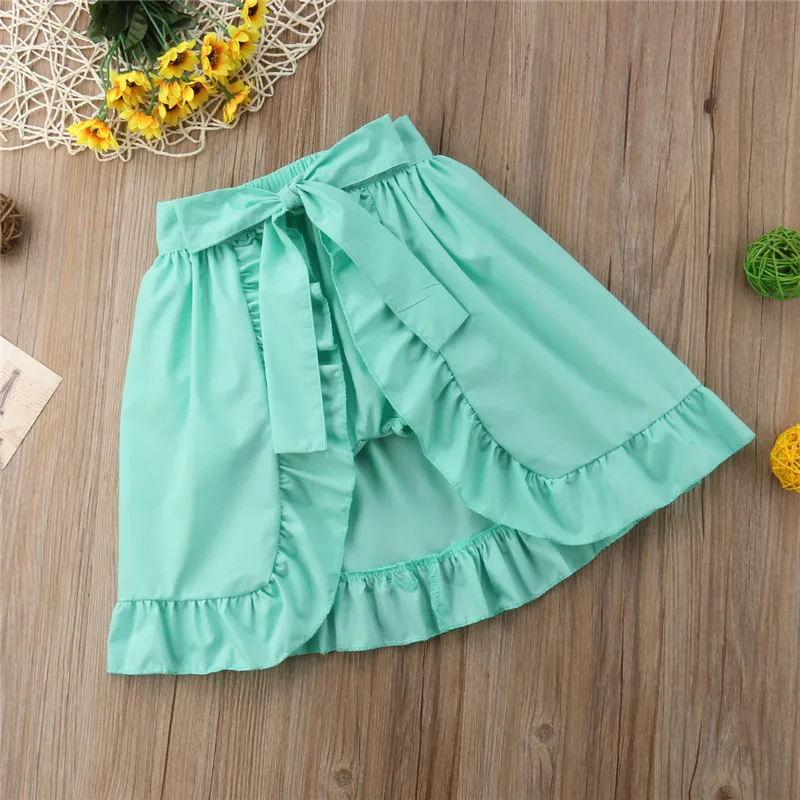Pudcoco/летние модные шорты с бантиком для маленьких девочек юбка с оборками однотонная пляжная одежда принцессы От 1 до 6 лет - Цвет: Зеленый