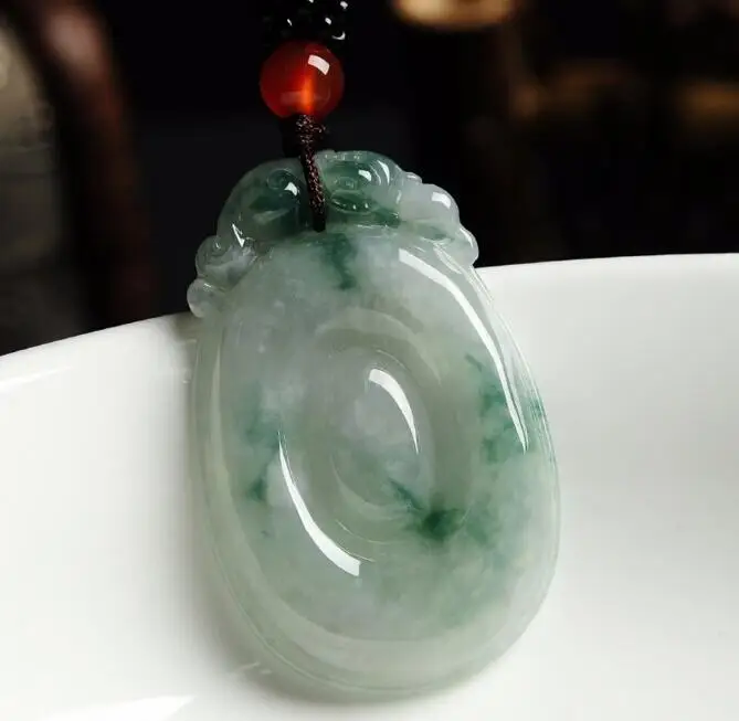 

New 100% Natural A Grade Light Green Jadeite Men&Women Lucky RuYi Pendant