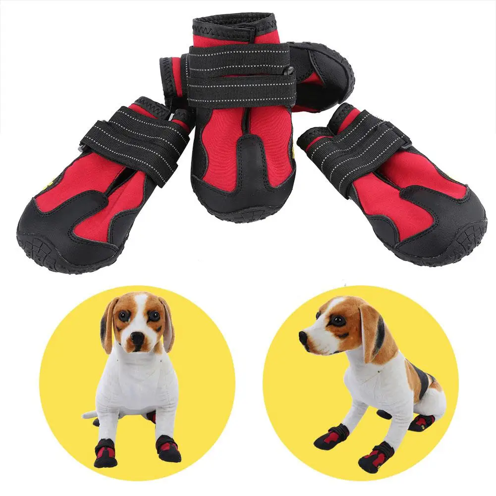 4pcs/set Dog's Boots Pet Dog Waterproof Shoes Winter Super Warm Non