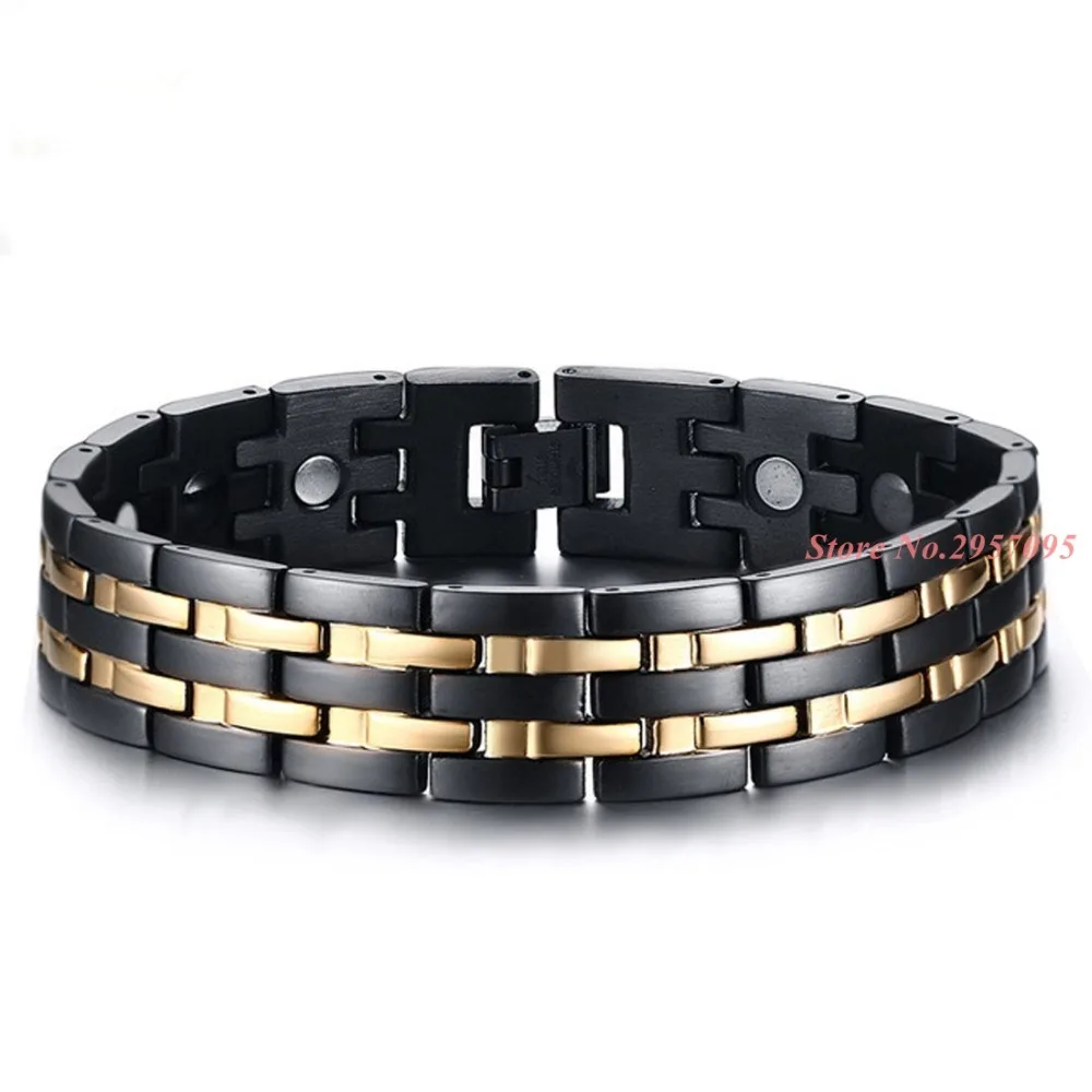 Charm Black Gold Men's Health Bracelets & Bangles Stainless