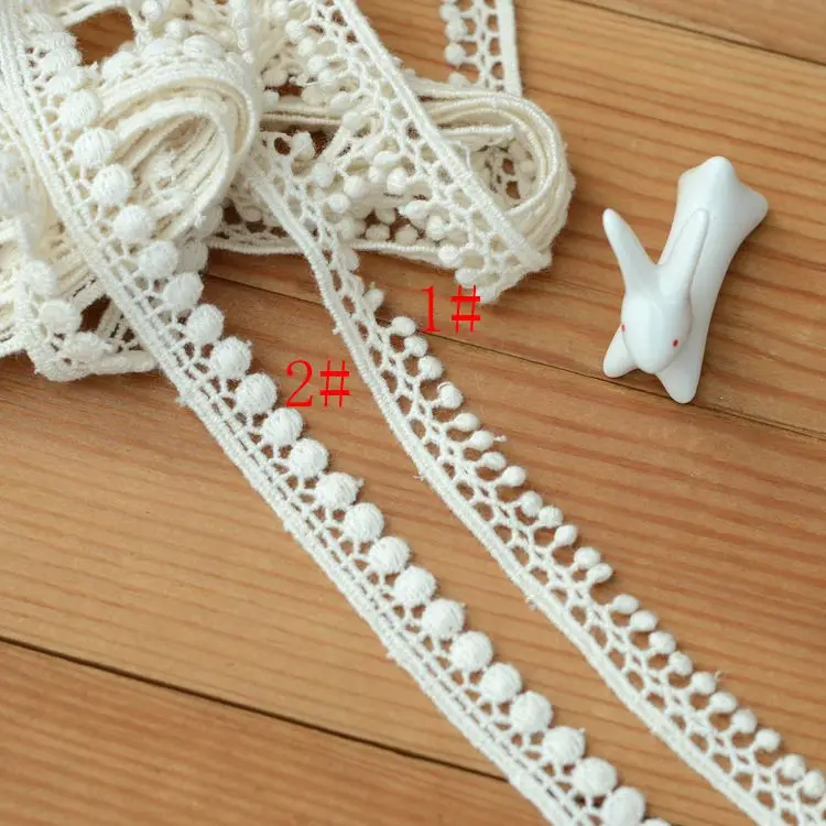 20 meter/lot 1.2cm 0.47" width beige cotton fabric tapes lace trim