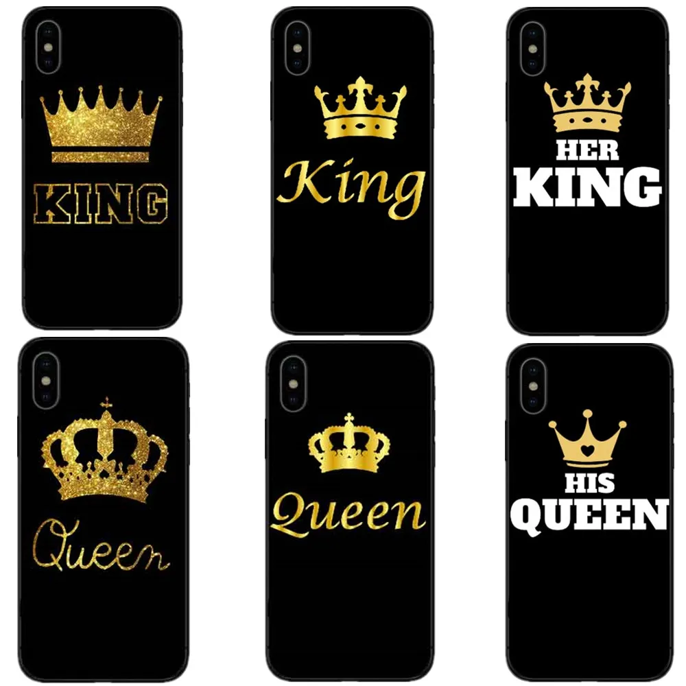 Crown Her King His Queen Quotes Golden Black Soft Silicone Tpu