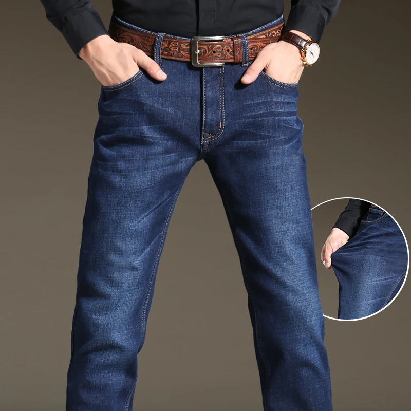Jeans Men Winter Plus Velvet High Quality Homme Vaqueros Hombre Jean Black Biker Calca Masculina Spijkerbroek Mannen Stretch