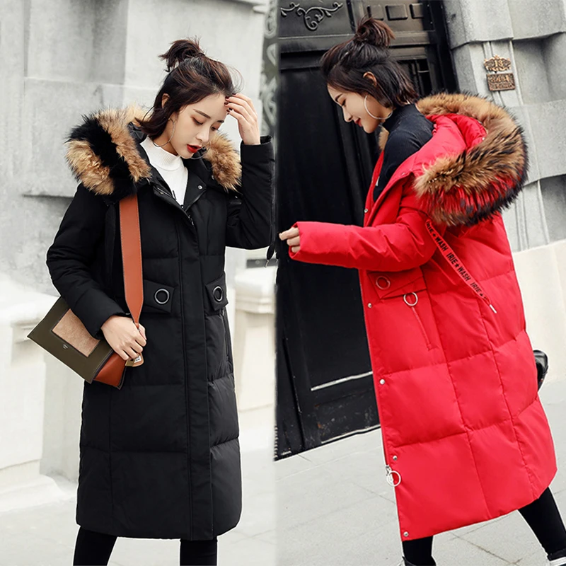 Buy Russian Winter Women Down Jacket Large Raccoon Fur