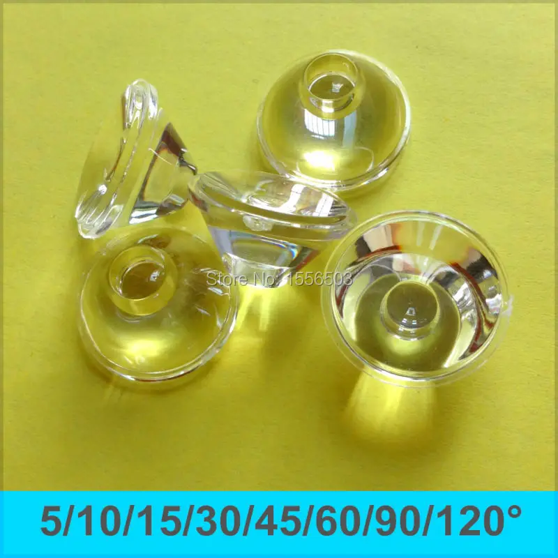 

100 Pcs/lot 20mm 5 10 15 30 45 60 90 120 Degree Angle LED 1W 3W Lens Flat Transparent PMMA Lenses For LED Spot Down Light Lamp