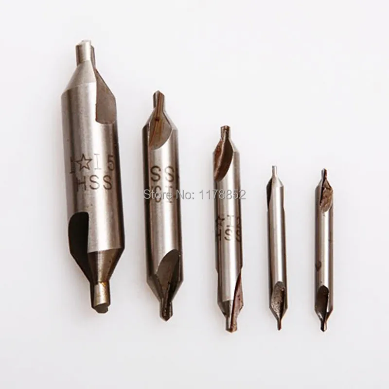 6 pcs High Speed Steel Center Drill Bits Set Combined Countersinks Kit 60° 1-5mm