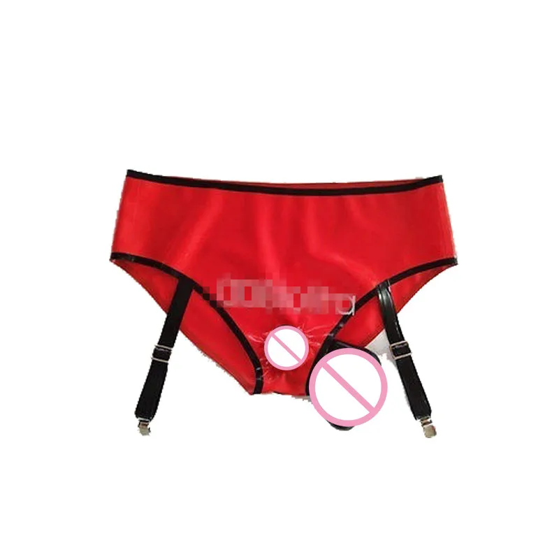 

100% Latex Rubber Gummi Sexy red Shorts Briefs with Black Size XXS-XXL