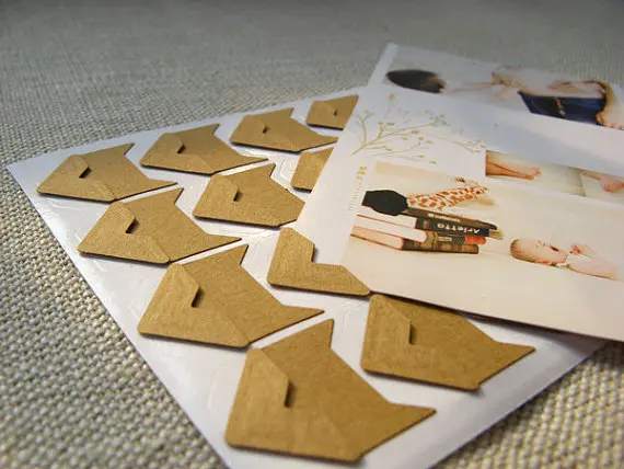 Угловые наклейки из крафт бумаги для скрапбукинга альбомов 120 шт.|photo corner|corner