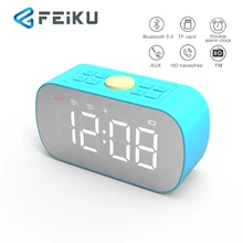 FEIKU J16 двойной будильник ночник телефон hands-free FM подарок модное зеркало сабвуферный микрофон с Блютуз мини