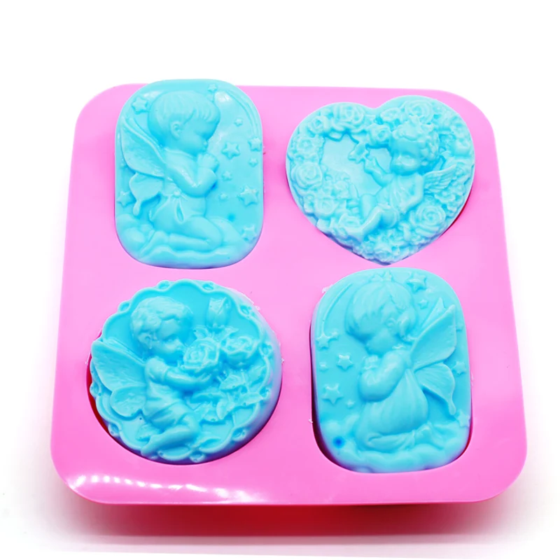 DIY handmade soap mold Angel Pattern Heart Shape Silicone Molds DIY Bath Soap Making Mold
