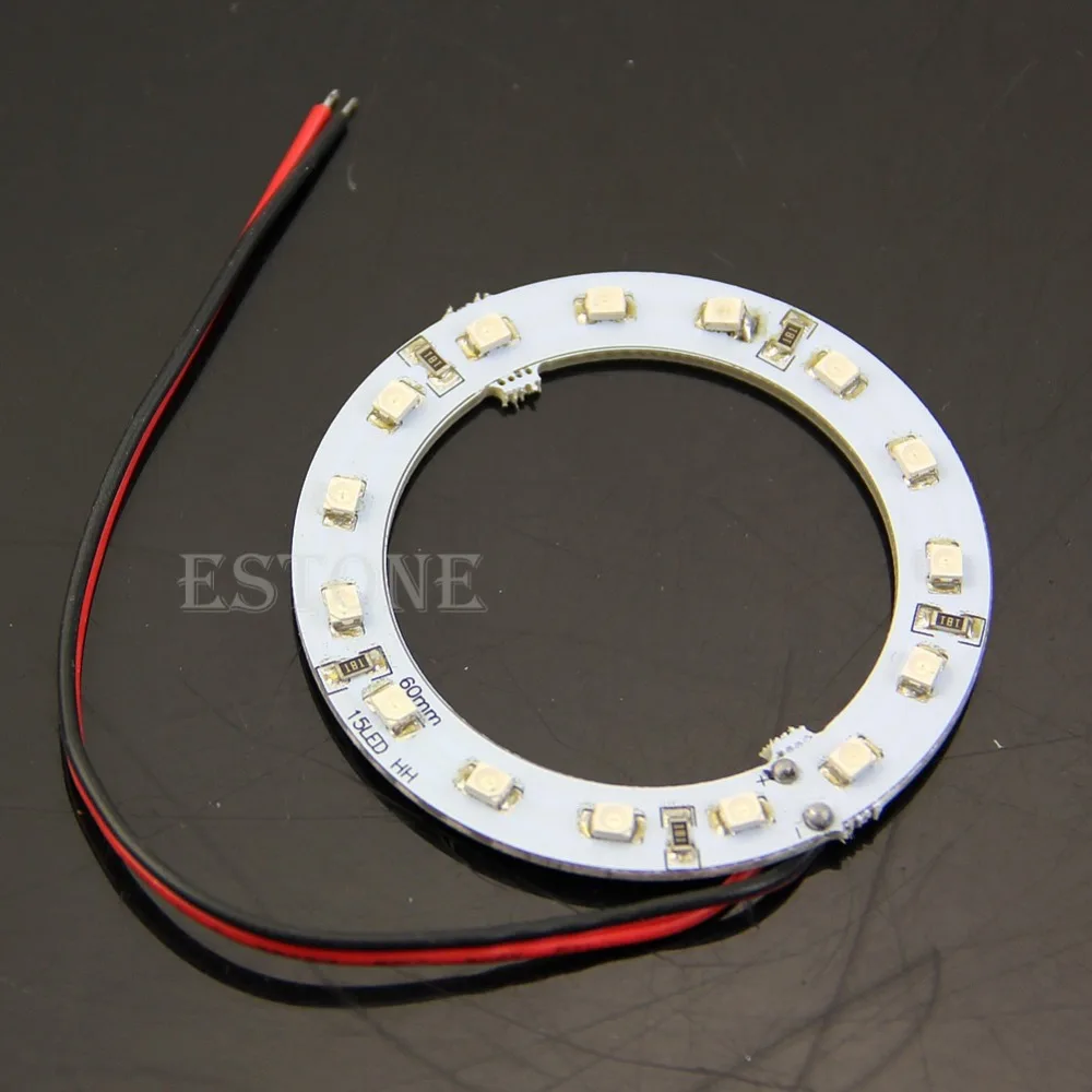 

YAM 12V 3528 Car Light 2Pcs Bright Blue 60mm Angel Eyes 15 SMD LED Ring Car