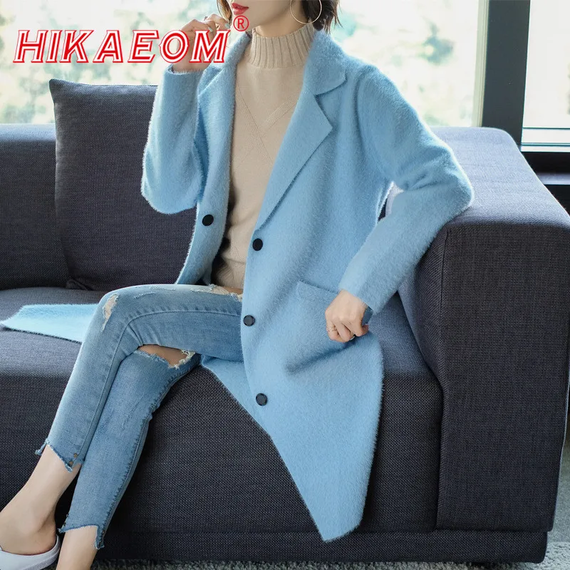 

Autumn Long Elegant Women Cardigans Coat New Single Breasted Solid Wild Female Outwear Loose Large Size Knit Cardigan Female