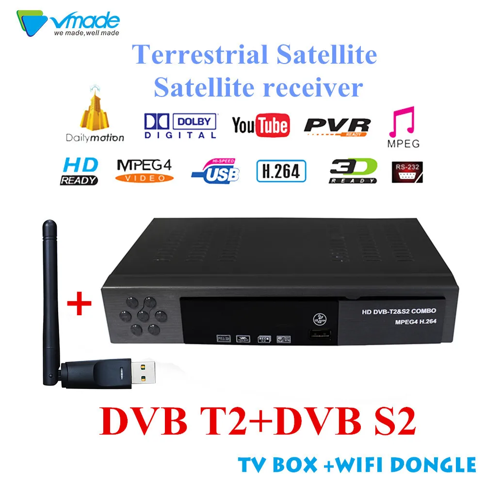 

Vmade Terrestrial Satellite TV Receiver HD Digital DVB T2 S2 TV Tuner Receivable MPEG-4 DVB-T2 TV Receiver Support YouTube CCCAM