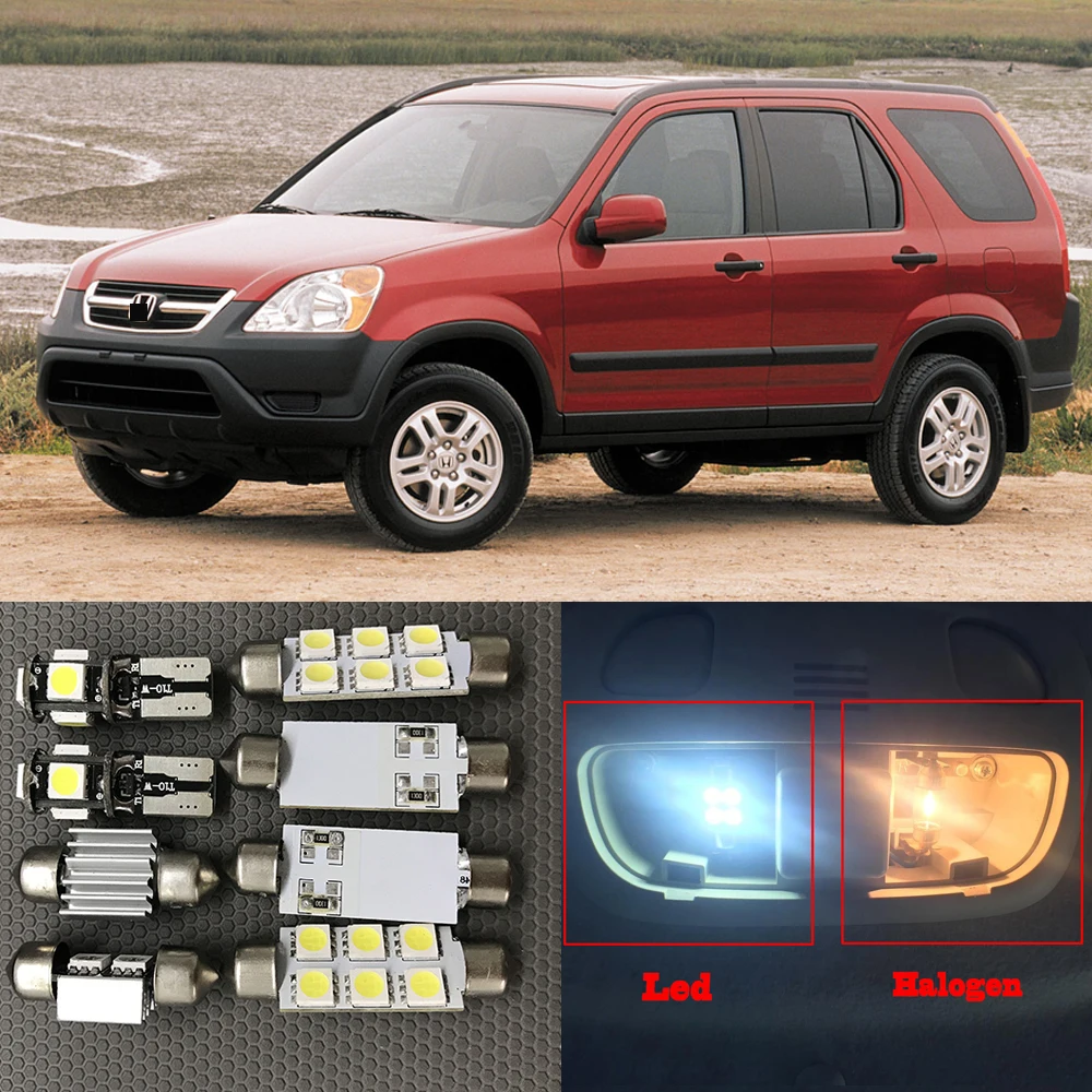 

9pcs Canbus White Car LED Light Bulbs Interior Kit For 2002-2006 Honda CR-V Replacement Map Dome Trunk Cargo License Plate Lamp