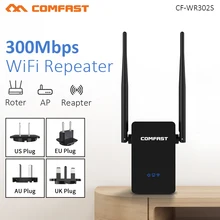 Comfast 300 Мбит/с беспроводной Wifi расширитель Wifi ретранслятор/маршрутизатор 2,4 ГГц 2* 5dbi Wi fi антенна большой дальности усилитель сигнала Великобритания ЕС США AU