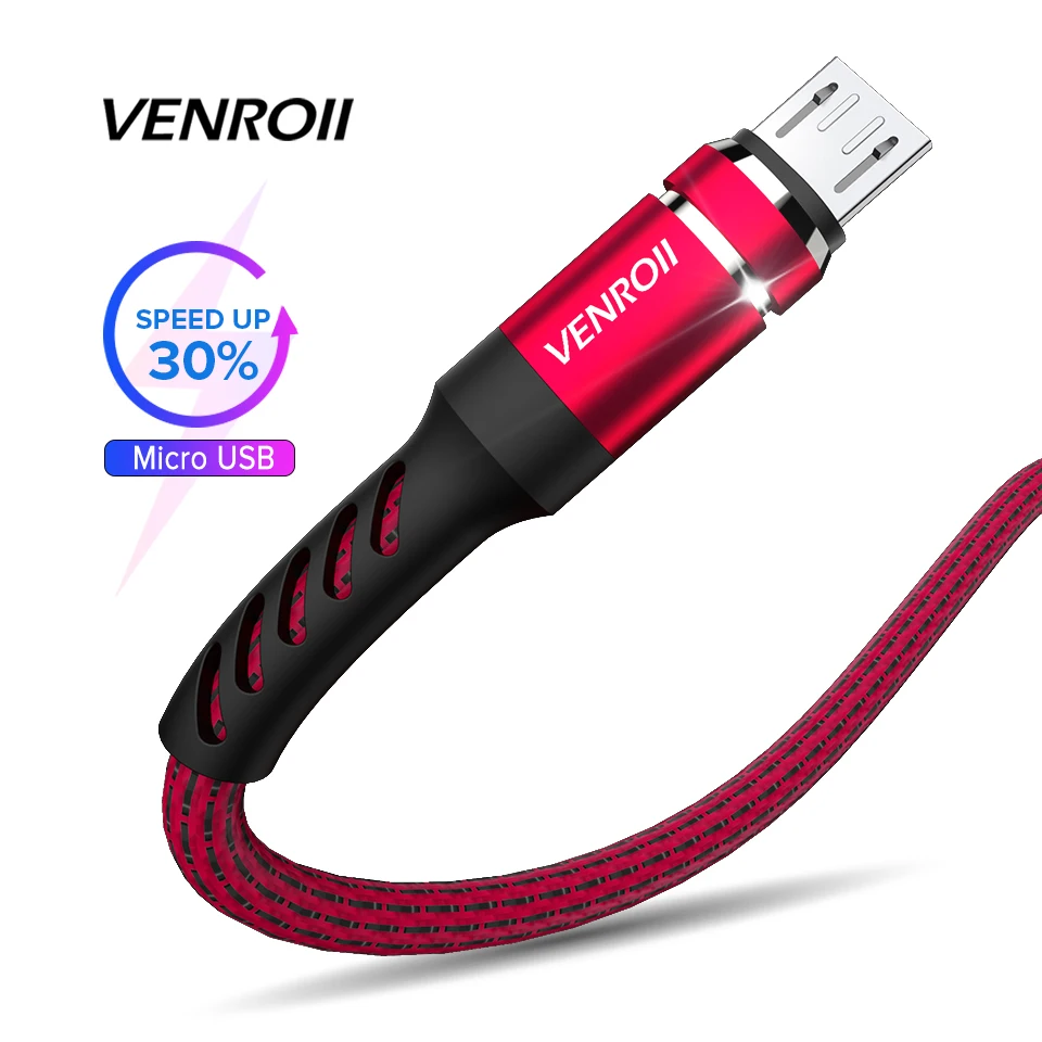 

Venroii Micro USB Cable 1M Android Mobile Phone Charging Data Sync Kable for Samsung J5 S7 Huawei Honor 8X Xiaomi Redmi Note 4 5