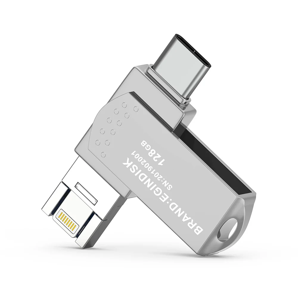 Usb флеш-накопитель type c для iOS/Android с флеш-накопителем Lightning/type c/usb для iPhone 6 6 S 6 P 7 7 S 7 P 8 8 P X XS XR Otg флэш-диск - Цвет: Silver