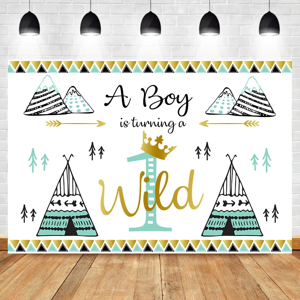 

NeoBack Wild One 1st Birthday Party Decoration Banner Backdrops Bohemian Boho Themed Party Tribal Teepee Photography Background