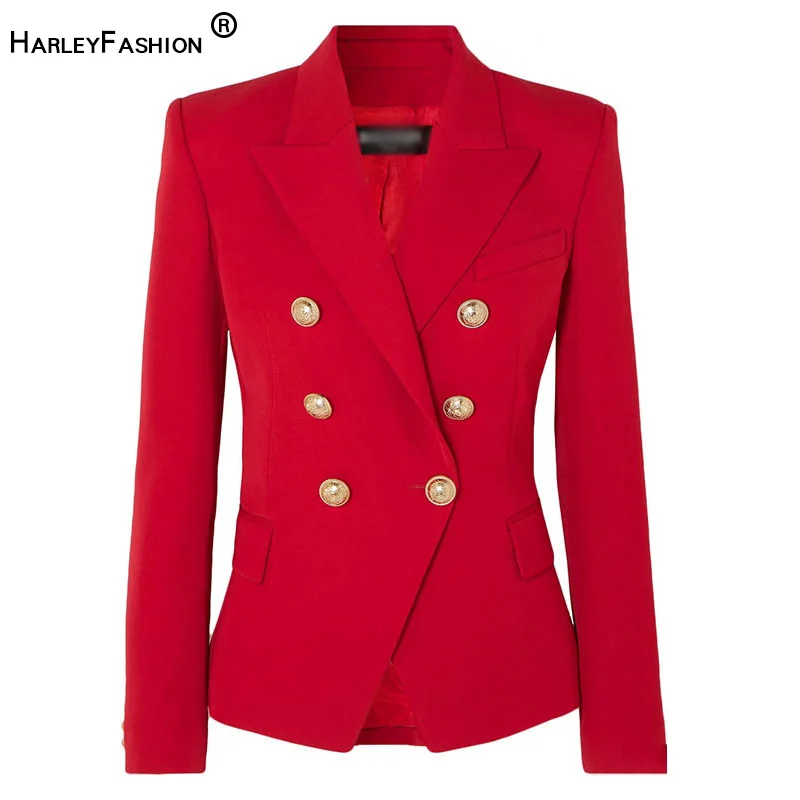 Hot Product HarleyFashion European American Women Casual Blazer Double Breasted High Quality Plus Size Red Blazers