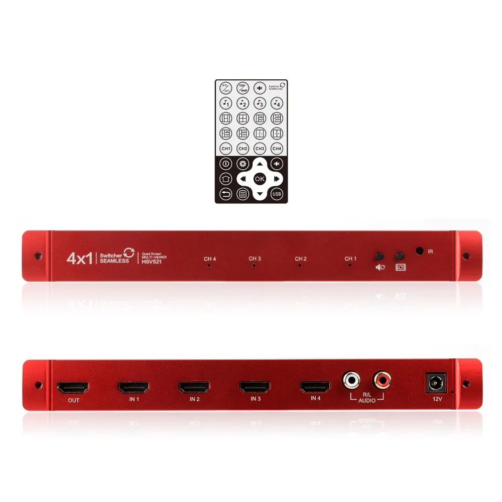 

HDMI Seamless Switcher For 4X1 Quad Multiviewer/Splitter With 1080P IR Remote Control A/V HDMI Multi viewer