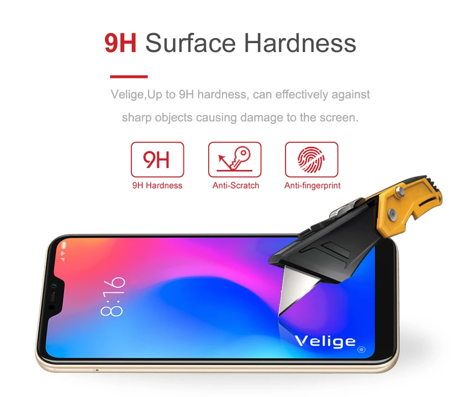 2 Pack Velige Screen Protector For Xiaomi Mi A2 Lite Xiomi MiA2 Lite Tempered Glass 2.5D Full Cover 9H Protective Glass Film (10)