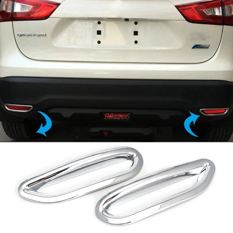 

1Pair ABS Chrome Car Rear Fog Light Cover For Nissan Qashqai J11 2nd 2014 2015 2016 Exterior Decoration Auto Accessories 3D Oct