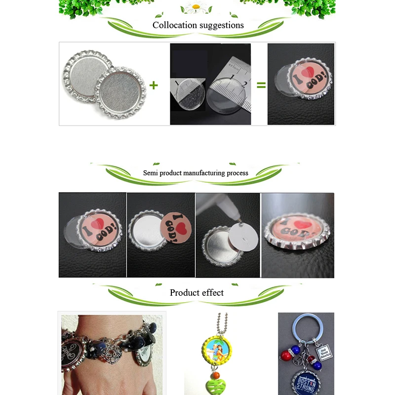 100pcs Round 3D Crystal Clear Epoxy Adhesive Circles Bottle Cap Stickers DIY Craft Circles Transparent Flash Resin Patch Dots