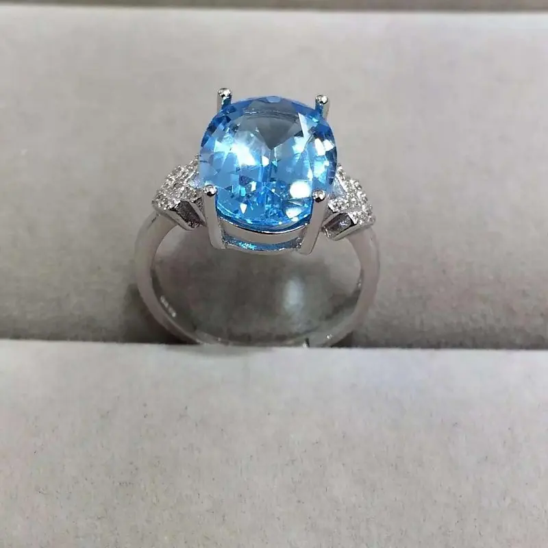 Qi Xuan_Blue Stone модные ювелирные изделия Rings_Finger Rings_S925 Твердые серебряные модные синие кольца производитель прямые продажи