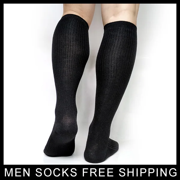 Мужские осенние зимние однотонные длинные носки до колена сексуальные платья костюмы чулок 2018 брендовые качественные 1 пара мужские