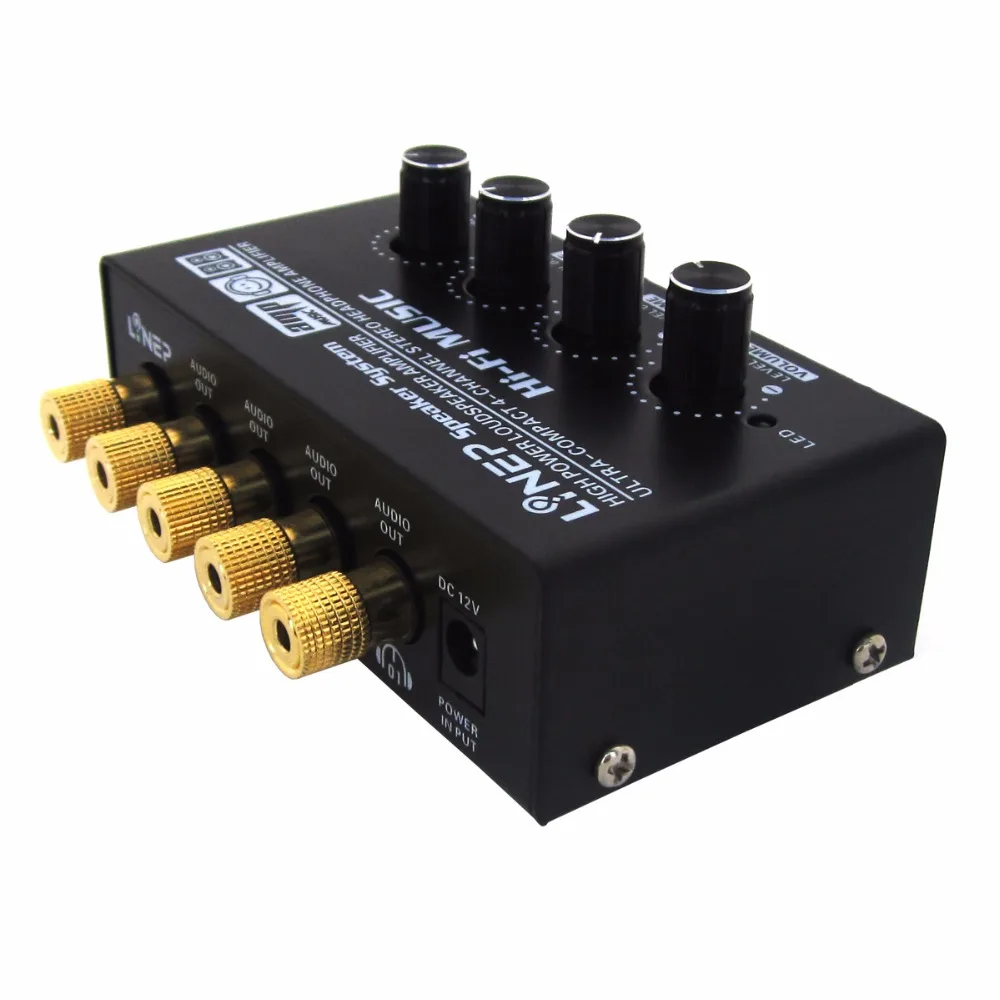 A908 1 in 4 Audio Signal Switcher Amplifier Preamp HIFI for Headset