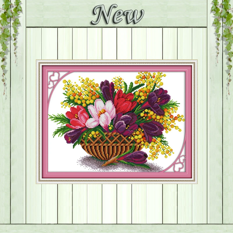 

Beautiful Magnolia flower Colorful,Pattern print on fabric DMC 11CT 14CT Cross Stitch kits,needlework Set DIY crafts embroidery