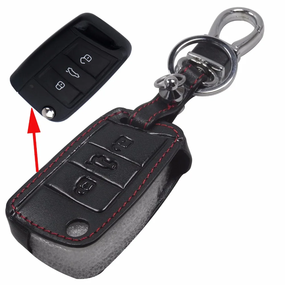 Кожаный чехол для ключей jingyuqin Volkswagen VW Golf 7 GTI R MK7 Tiguan 2017 Skoda Octavia A7 Seat Leon Ibiza Key|key cover
