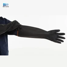 [Bio safe] Рабочая самооборонная промышленность анти-скользящие перчатки водонепроницаемые удлиненные утолщенные латексные перчатки с химической защитой