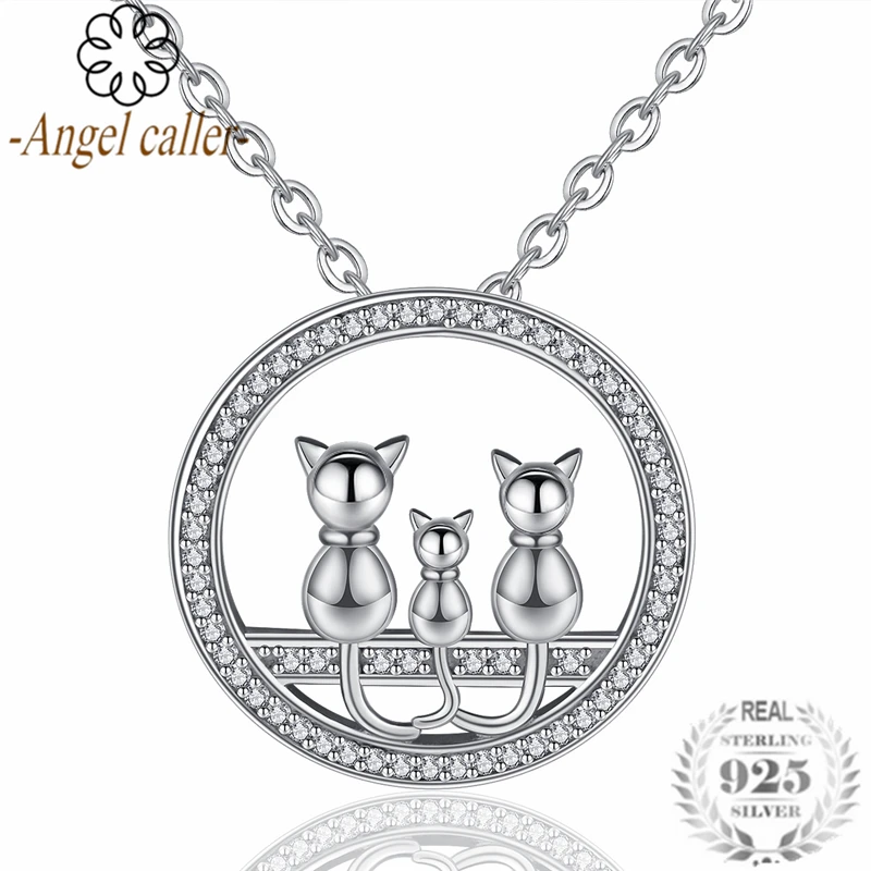 

Angel Caller 2019 Cute Personalized Cat Necklace Sterling Silver For Women Minimalist Love Heart Charm Pendant Necklace Gift